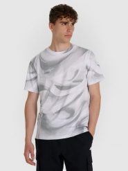 4F T-shirt regular z nadrukiem męski - biały M. Białe t-shirty męskie 4f, m, bez wzorów, z bawełny, bez kołnierzyka. Za 79.99 zł.