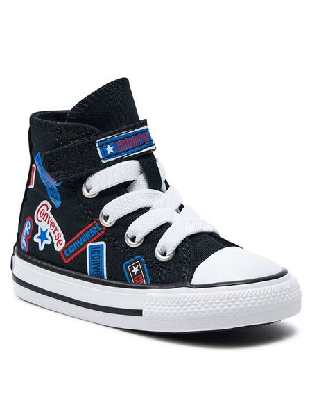 Converse Trampki Chuck Taylor All Star Easy On Stickers A06357C Czarny. Czarne trampki i tenisówki chłopięce Converse, bez wzorów, z materiału, retro, bez zapięcia. Za 239.99 zł.