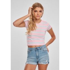 Koszulka damska Urban Classics stripe cropped. Czerwone t-shirty damskie Urban Classics, bez wzorów, bez kołnierzyka. Za 104.00 zł.