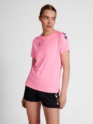 Koszulka damska Hummel Core Poly. Czerwone koszulki sportowe damskie Hummel, l, bez wzorów, z poliamidu, bez kołnierzyka, bez ramiączek, na fitness i siłownię. Za 151.00 zł.