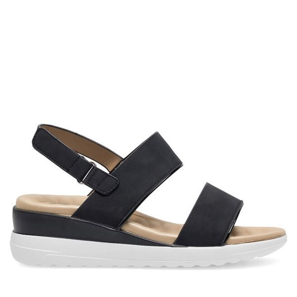 Sandały Clara Barson. Czarne sandały damskie Clara Barson, bez wzorów, bez obcasa, na koturnie, bez zapięcia. Za 49.99 zł.