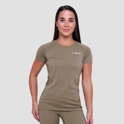 Koszulka damska do biegania regular fit vetiver Pulse. Zielone koszulki sportowe damskie GYMBEAM, xl, bez wzorów, z elastanu, bez kołnierzyka. Za 63.90 zł.