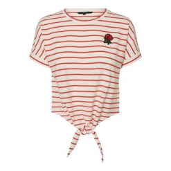 Vero Moda Ladies T-Shirt Liros S / S Tee Tie d2-3 Snow White Red Poppy (Rozmiar M). T-shirty damskie marki Vero Moda. W wyprzedaży za 55.00 zł.