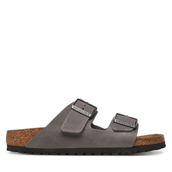 Klapki Birkenstock. Szare klapki damskie Birkenstock, bez wzorów, bez obcasa. Za 409.99 zł.