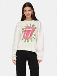 ONLY Bluza Rolling Stones 15345927 Biały Regular Fit. Białe bluzy damskie Only, l, bez wzorów, z syntetyku, bez kaptura. Za 99.99 zł.