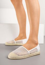 Białe Espadryle z Siateczki na Plecionej Podeszwie Setolena. Białe espadryle damskie Born2be, na lato, z aplikacjami, boho, bez obcasa, bez zapięcia. Za 84.99 zł.