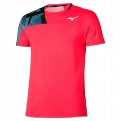 Koszulka sportowa Mizuno Daybreakers Shadow SS Tee. Czerwone koszulki sportowe męskie Mizuno, l, bez wzorów, z materiału, bez kołnierzyka, bez ramiączek, na fitness i siłownię. Za 118.30 zł.