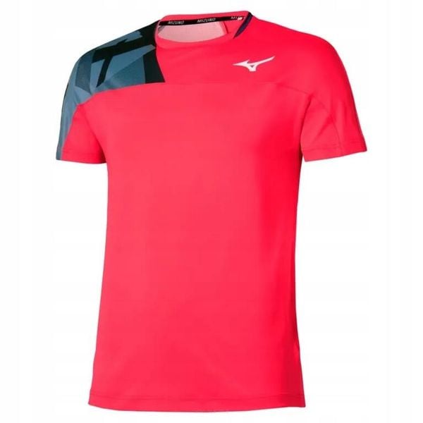 Koszulka sportowa Mizuno Daybreakers Shadow SS Tee. Czerwone koszulki sportowe męskie Mizuno, l, bez wzorów, z materiału, bez kołnierzyka, bez ramiączek, na fitness i siłownię. Za 99.99 zł.