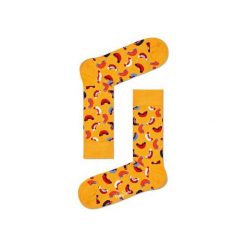 Skarpetki Happy Socks - Junk Food (HOT01-2000). Szare skarpety męskie Happy Socks, w kolorowe wzory, z bawełny. Za 34.90 zł.