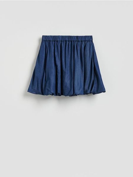 Jeansowa spódnica bombka - niebieski. Niebieskie spódnice damskie Reserved, l, bez wzorów, z jeansu, bombki. W wyprzedaży za 35.99 zł.