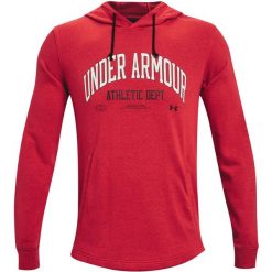 Bluza z kapturem Under Armour Rival Terry, Mężczyźni. Czerwone bluzy męskie Under Armour, m, bez wzorów, z bawełny, z kapturem, na fitness i siłownię. Za 390.00 zł.