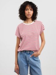 Koszulka damska w paski biało-czerwona Aleksa 603. Czerwone t-shirty damskie Big Star, l, bez wzorów, z bawełny, retro, bez kołnierzyka. W wyprzedaży za 59.99 zł.