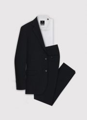 PAKO LORENTE - Gładki czarny garnitur męski. Czarne garnitury męskie Pako Lorente, bez wzorów, z elastanu, biznesowe. Za 1,599.98 zł.