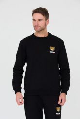 MOSCHINO Czarna bluza. Czarne bluzy męskie MOSCHINO, l, bez wzorów, bez kaptura. W wyprzedaży za 689.99 zł.