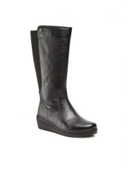 Go Soft Kozaki WI23-WARUNA-06 Czarny. Czarne kozaki damskie GO SOFT, ze skóry, bez obcasa, na koturnie. Za 369.99 zł.