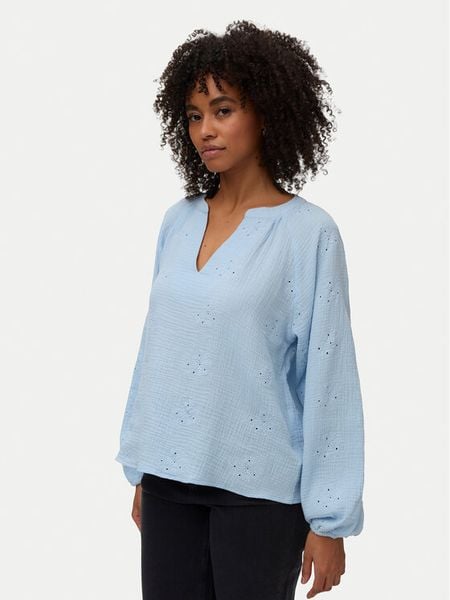 Vero Moda Bluzka Natali 10342739 Niebieski jasny Regular Fit. Niebieskie bluzki damskie Vero Moda, m, bez wzorów, z bawełny, bez kołnierzyka, bez ramiączek. Za 152.99 zł.