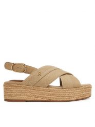 Tommy Hilfiger Espadryle Denim Espadrille Platform Sandal FW0FW08669 Beżowy. Brązowe sandały damskie Tommy Hilfiger, bez wzorów, z denimu, bez obcasa, bez zapięcia. Za 239.99 zł.