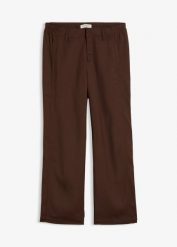 Spodnie o długości 7/8 na lato. Brązowe spodnie materiałowe damskie bonprix, bez wzorów. Za 147.99 zł.