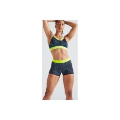 Spodenki fitness kardio damskie FST 500 z nadrukiem. Niebieskie szorty sportowe damskie DOMYOS, xl, bez wzorów, z elastanu, na fitness i siłownię. W wyprzedaży za 29.99 zł.