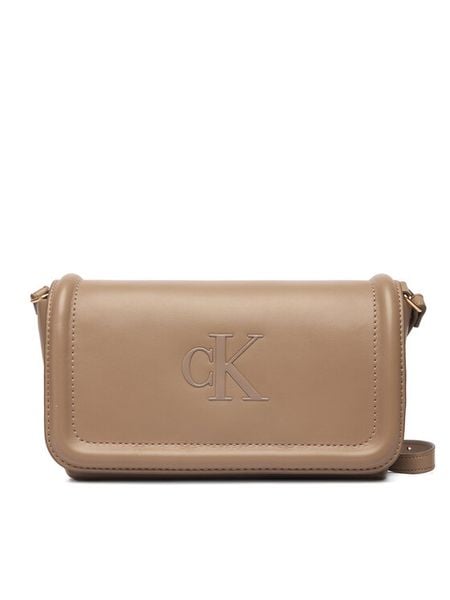 Calvin Klein Torebka Bold Ck Flap Crossbody LV04F1027G Brązowy. Brązowe listonoszki damskie Calvin Klein, bez wzorów, ze skóry, bez dodatków. Za 329.99 zł.