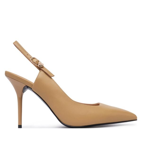 Szpilki LOVE MOSCHINO. Brązowe szpilki damskie Love Moschino, bez wzorów, bez obcasa, bez zapięcia. Za 854.99 zł.