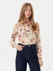Guess Koszula W5YH0X WDW82 Beżowy Regular Fit. Brązowe bluzki damskie Guess, xs, z aplikacjami, z syntetyku, bez kołnierzyka, bez ramiączek. Za 229.99 zł.