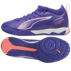 Buty Puma Ultra 5 Match IT Mid 108099-01 fioletowe. Fioletowe obuwie sportowe damskie bez wzorów, z materiału, do piłki nożnej. Za 376.75 zł.