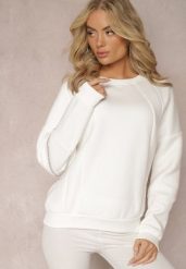 Biała Bawełniana Bluza z Łańcuszkiem Eleutia. Białe bluzy damskie Renee, bez wzorów, z bawełny, bez kaptura. Za 79.99 zł.