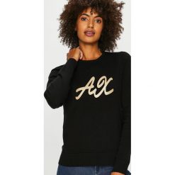 Armani Exchange - Sweter. Czarne swetry damskie Armani Exchange, z bawełny, z okrągłym kołnierzem. W wyprzedaży za 399.90 zł.