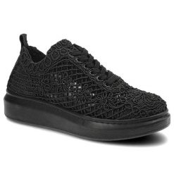 Półbuty damskie Artiker, tekstylna cholewka z ażurowym koronkowym wzorem klasyczne sznurowanie podwyższona platforma, czarne, 50C1114. Czarne półbuty damskie Artiker, w ażurowe wzory, z koronki, casualowe, bez obcasa, na platformie, bez zapięcia. Za 144.99 zł.