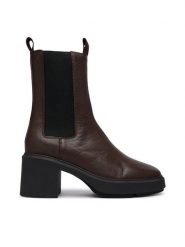 Calvin Klein Botki Block Heel Chelsea Boot Lth HW0HW03694 Brązowy ciemny. Brązowe botki damskie Calvin Klein, ze skóry, bez obcasa, na słupku, bez zapięcia. Za 699.99 zł.