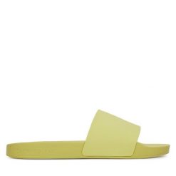 Klapki Calvin Klein Jeans. Żółte klapki damskie Calvin Klein Jeans, bez wzorów, z jeansu, bez obcasa. Za 199.99 zł.