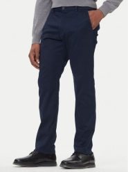 Calvin Klein Chinosy LV040EM633 Granatowy Slim Fit. Niebieskie eleganckie spodnie męskie Calvin Klein, m, bez wzorów, z bawełny. Za 429.99 zł.