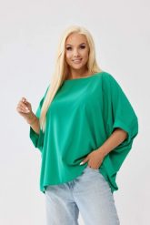 Zielona kimonowa bluzka Gabi PLUS SIZE XXL OVERSIZE JESIEŃ. Zielone bluzki damskie Moda Size Plus Iwanek, plus size, bez wzorów, z elastanu, eleganckie, bez kołnierzyka, plus size, bez ramiączek. Za 199.90 zł.