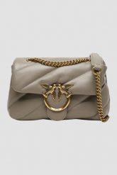 PINKO Ciemno beżowa torebka Love Puff Mini CL. Brązowe kopertówki damskie Pinko, bez wzorów, ze skóry, bez dodatków. W wyprzedaży za 1,289.99 zł.