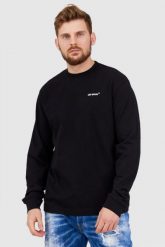 OFF-WHITE Czarny longsleeve męski z nadrukiem na plecach, Rozmiar S. Czarne bluzki z długim rękawem męskie OFF-WHITE, l, bez wzorów, prążkowane, bez kołnierzyka. W wyprzedaży za 999.99 zł.