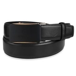 Skórzany czarny pasek męski ELITE z klamrą w odcieniu złota czarny 105-cm. Czarne paski damskie bez wzorów. Za 63.96 zł.