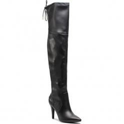 Muszkieterki GUESS - FLNOR4 ELE11 BLACK. Czarne kozaki damskie Guess, z materiału, przed kolano, bez obcasa, na obcasie. W wyprzedaży za 429.00 zł.