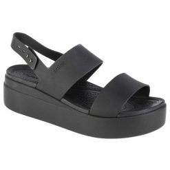 Buty do chodzenia damskie Crocs Brooklyn Low Wedge. Czarne sandały damskie Crocs, bez wzorów, z materiału, bez obcasa, bez zapięcia. W wyprzedaży za 210.30 zł.