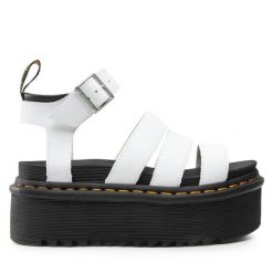 Sandały Dr. Martens. Białe sandały damskie Dr. Martens, bez wzorów, bez obcasa, na koturnie, bez zapięcia. Za 459.99 zł.