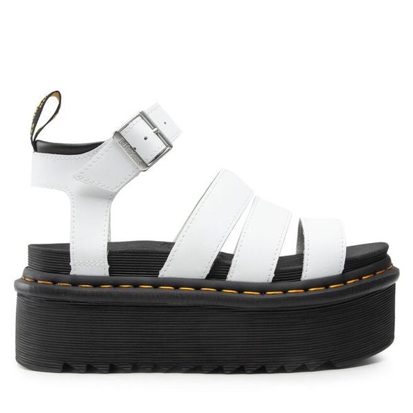 Sandały Dr. Martens. Białe sandały damskie Dr. Martens, bez wzorów, bez obcasa, na koturnie, bez zapięcia. Za 459.99 zł.