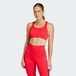 Biustonosz TLRD Impact Training High Support. Czerwone obuwie sportowe damskie Adidas, bez wzorów, z materiału, na fitness i siłownię. Za 279.00 zł.