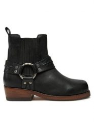 Bronx Botki Lo-Ua 47580-B Czarny. Czarne botki damskie Bronx, ze skóry, bez obcasa, na płaskiej podeszwie, bez zapięcia. Za 829.99 zł.