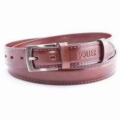 Skórzany elegancki pasek męski SOLIER SB09 ciemny brązowy 110 cm. Brązowe paski damskie Solier, bez wzorów, z materiału, eleganckie. Za 51.99 zł.