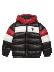 Guess Kurtka zimowa N6BL04 W4114 Czarny Regular Fit. Czarne kurtki i płaszcze dla chłopców Guess, na zimę, z aplikacjami, bez kaptura. Za 344.99 zł.