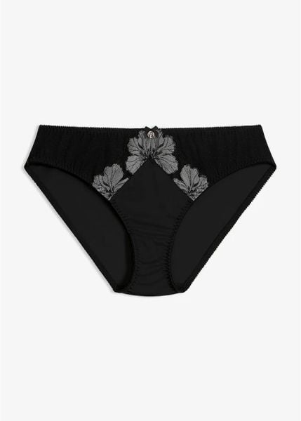 Figi ze szlachetnym haftem. Czarne figi damskie bonprix, bez wzorów. Za 32.99 zł.