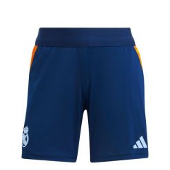 Trening krótki damski Real Madrid 2024/25. Brązowe szorty sportowe damskie Adidas, m, bez wzorów, z materiału, eleganckie, na fitness i siłownię. Za 155.35 zł.