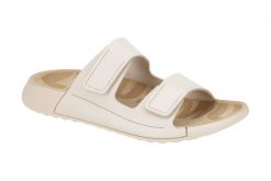 Klapki damskie Ecco Cozmo Flat Limestone. Brązowe klapki damskie ecco, bez wzorów, z materiału, bez obcasa. Za 423.90 zł.