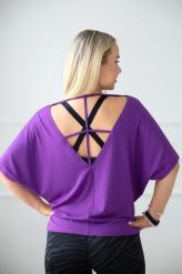 Bluzka damska luźna do tańca i fitness Salsa Violet 2skin. Fioletowe bluzki damskie 2SkIN, uniwersalny, bez wzorów, z materiału, sportowe, bez kołnierzyka, bez ramiączek. Za 129.00 zł.
