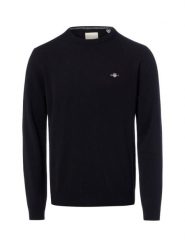 Gant sweter wełniany Mężczyźni Wełna czarny, XXL. Czarne swetry przez głowę męskie GANT, m, bez wzorów, z wełny, bez kołnierzyka. Za 699.95 zł.